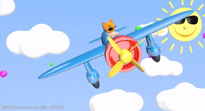 飞机背景视频卡通熊飞机