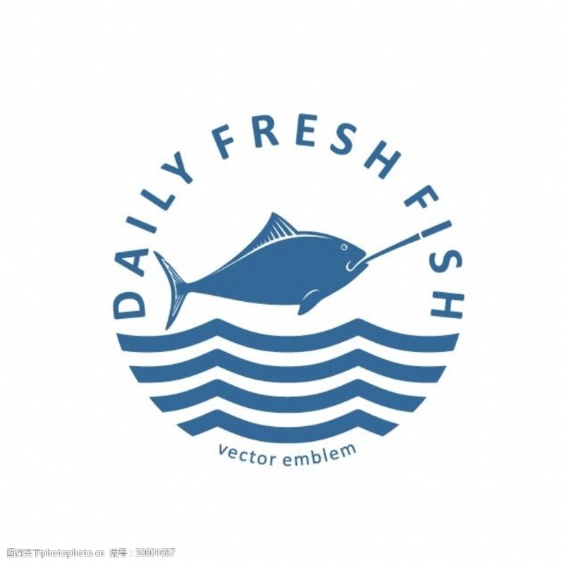 海洋鱼每日鲜鱼海鲜店logo标志设计