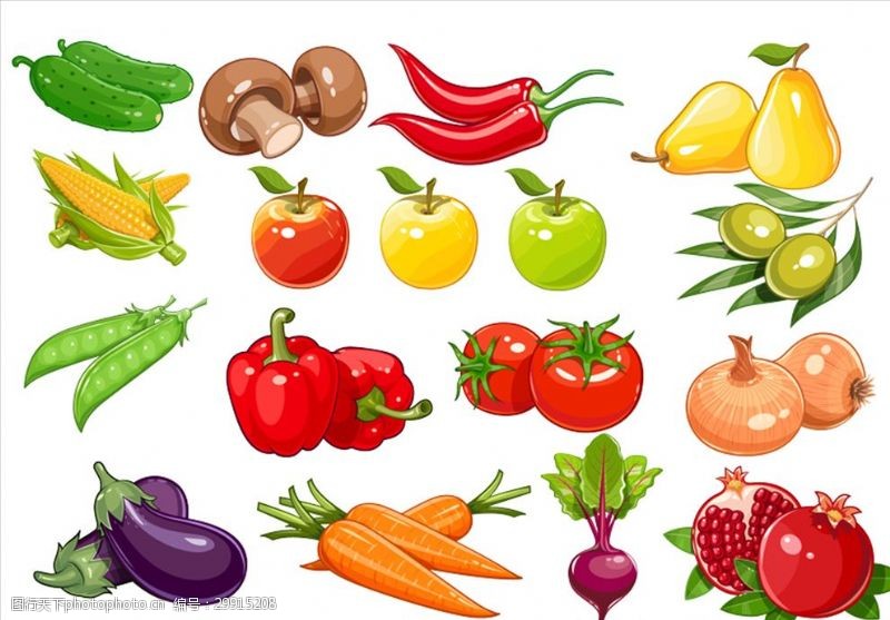卡通石榴蔬菜水果
