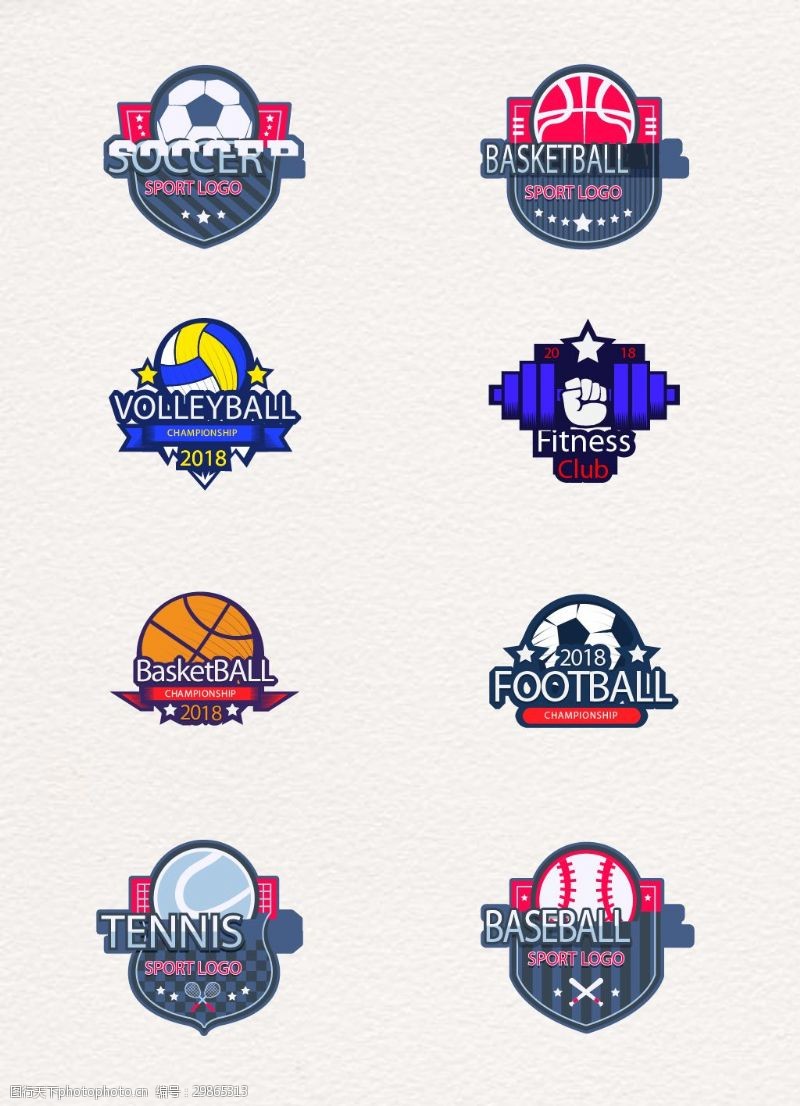 美式足球彩色矢量球类运动logo设计素材