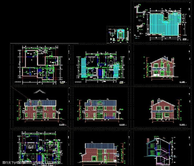 私人花园自建房施工图别墅施工图