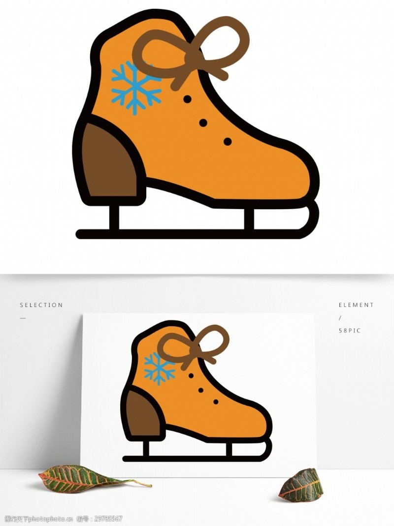 滑冰鞋圣诞节卡通雪花图案滑冰冰刀鞋meb元素