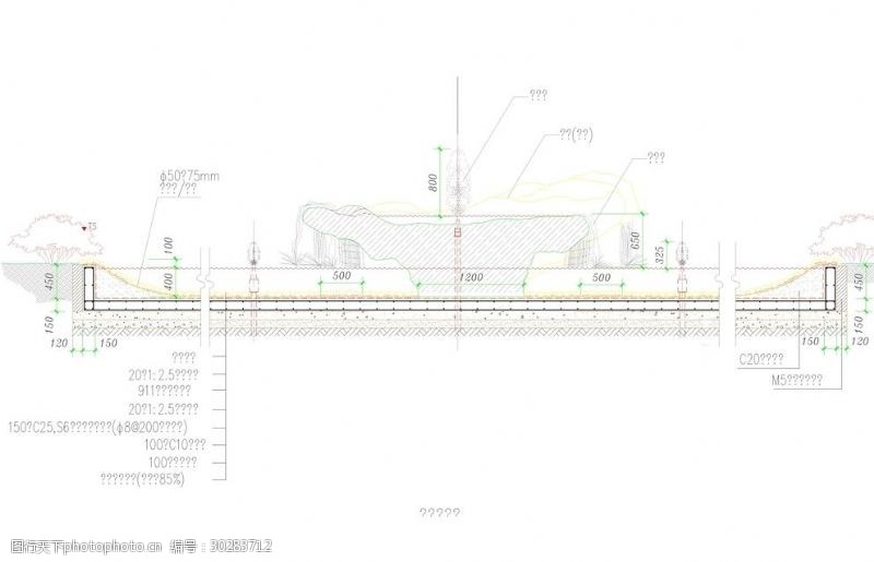 施工图CAD公园绿化桥路道路绿化