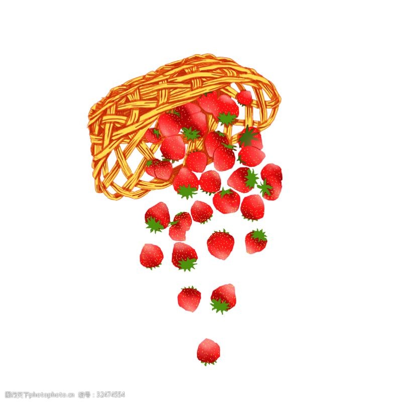 用于宣传等草莓红色手绘小清新水果篮子PNG免抠装饰