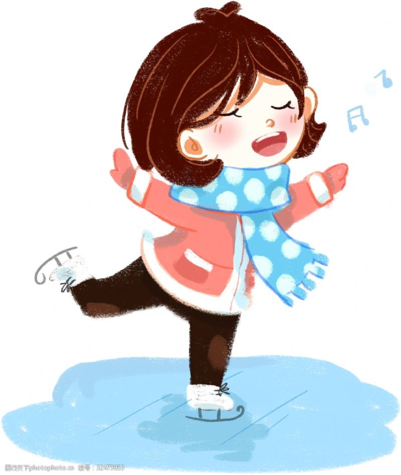 蜡笔小新冬日里溜冰唱歌的小女孩