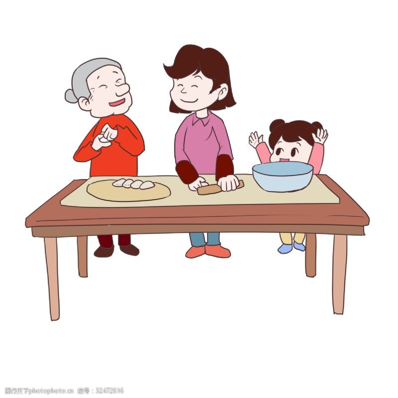 一家人欢天喜地包好吃的立冬饺子