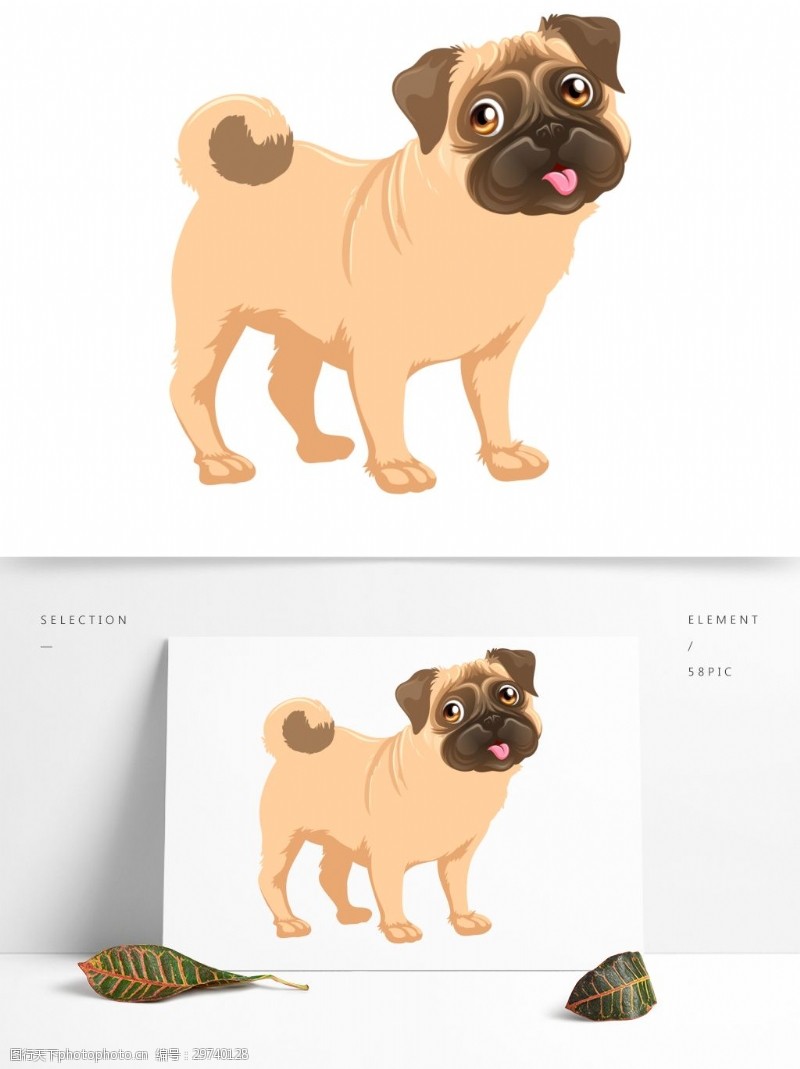 卡通宠物卡通矢量一只沙皮狗动物设计