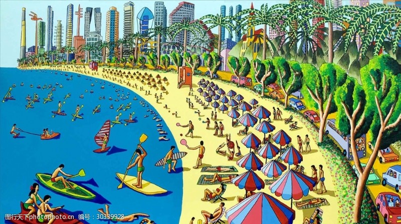 旅游文化彩绘沙滩绘画