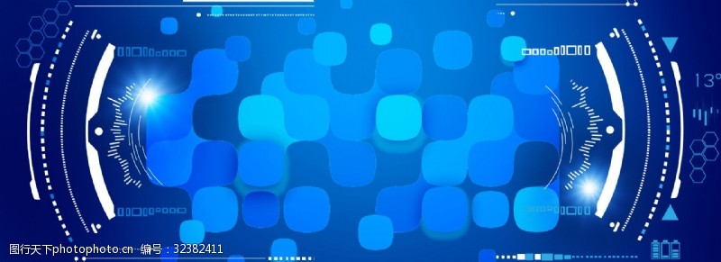 蓝色线条蓝色科技方块商务背景