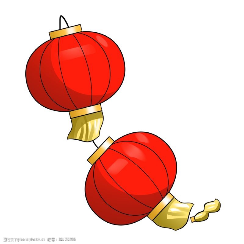手绘卡通中国风红色喜庆灯笼