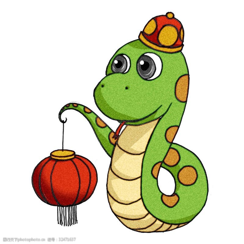 蛇年手绘新年中国风蛇宝宝
