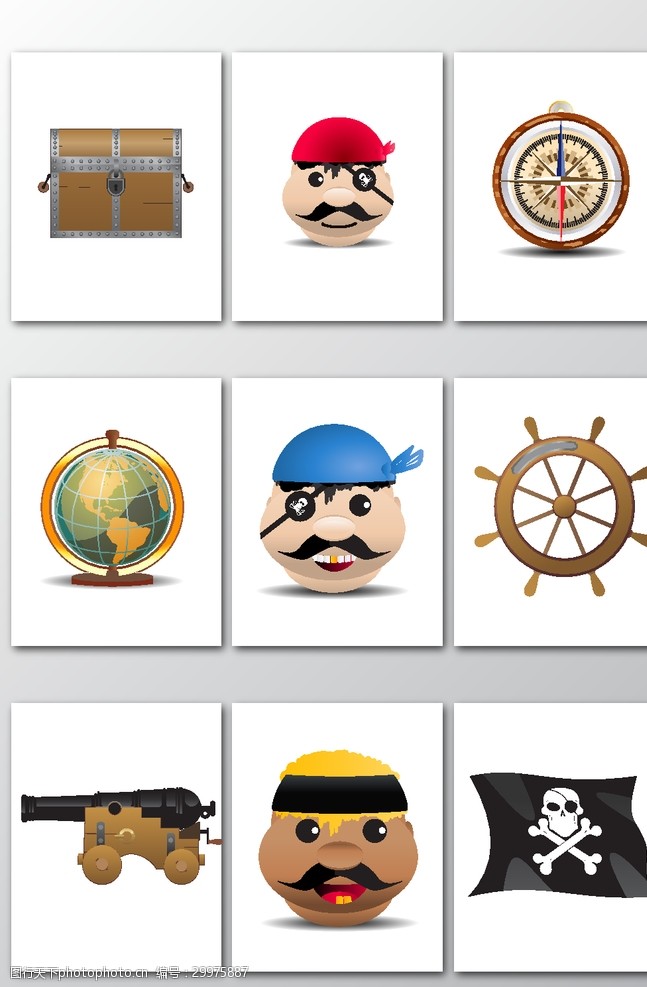 海南素材卡通可爱的海盗素材