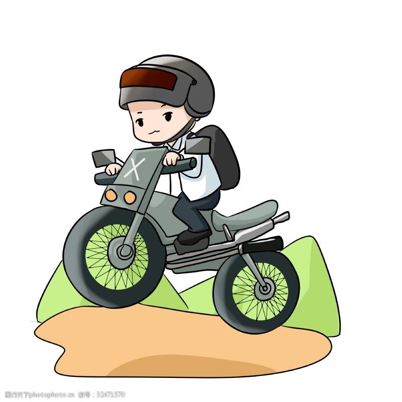 摩托手绘卡通户外骑行游戏小男孩