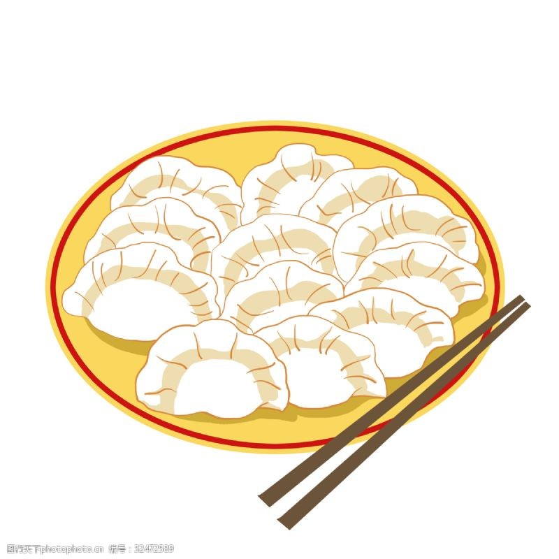 一盘饺子手绘卡通一盘水饺