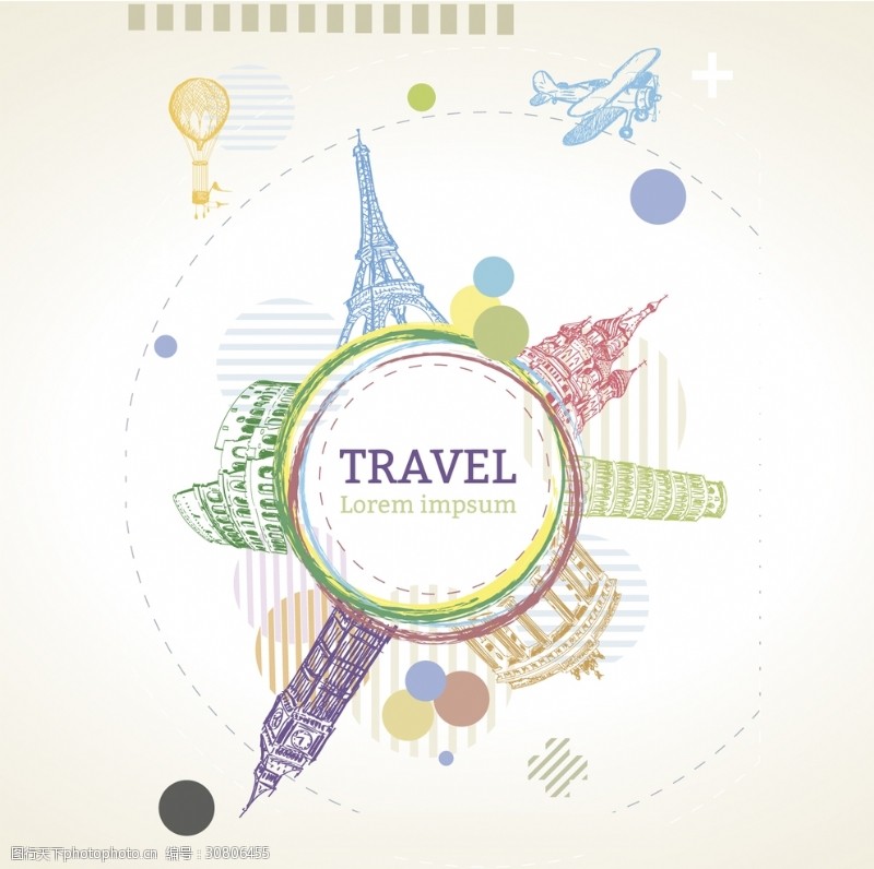 旅游文化彩绘旅游模板