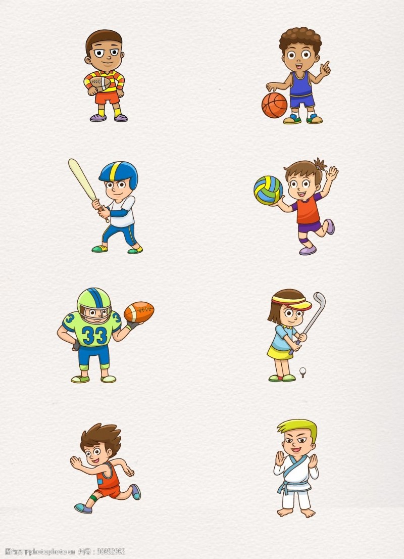 彩色体育运动人物卡通儿童设计