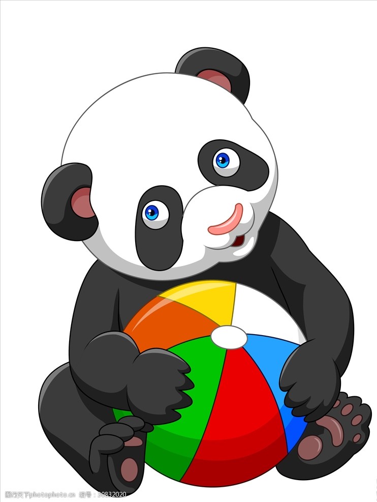 野猪形象可爱熊猫玩皮球