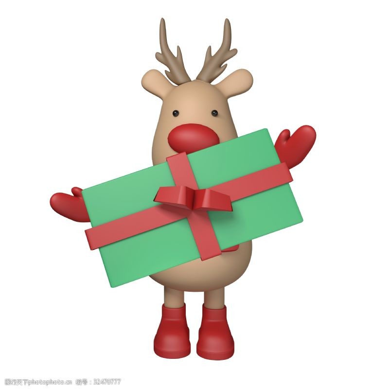 圣诞节免费下载圣诞节圣诞鹿圣诞礼物立体免费下载