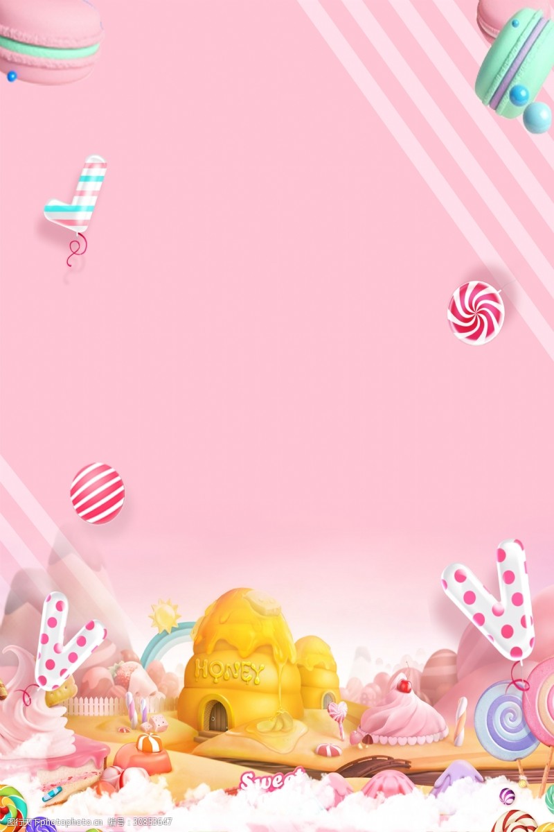 浪漫粉色糖果海报背景素材