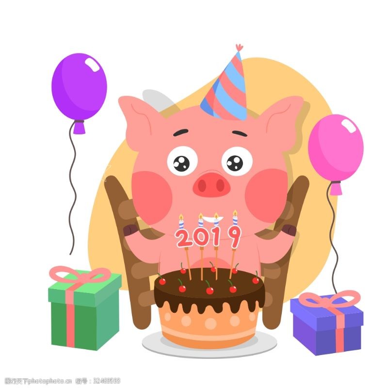 猪年主图矢量2019年猪年主题插画