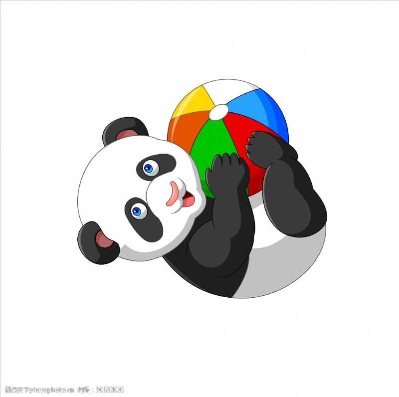 竹子的图案玩皮球的熊猫