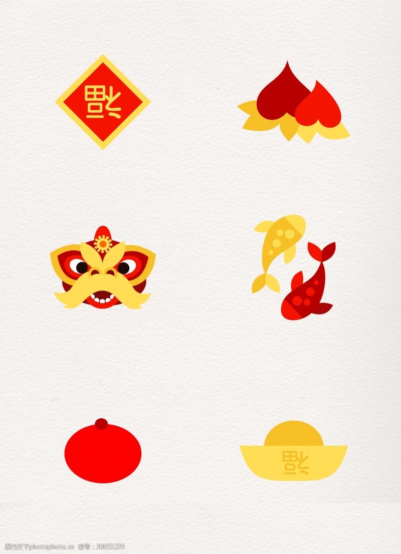蟠桃中国传统文化猪年新年元素设计