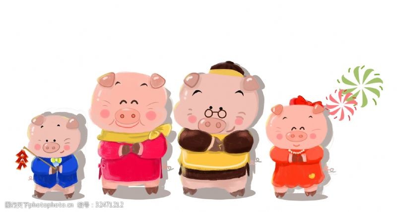 猪年主图猪年可爱吉祥物主题插画