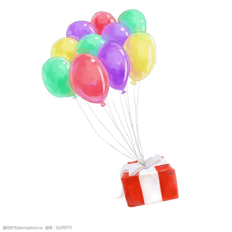 彩色的礼盒气球礼物盒手绘插画
