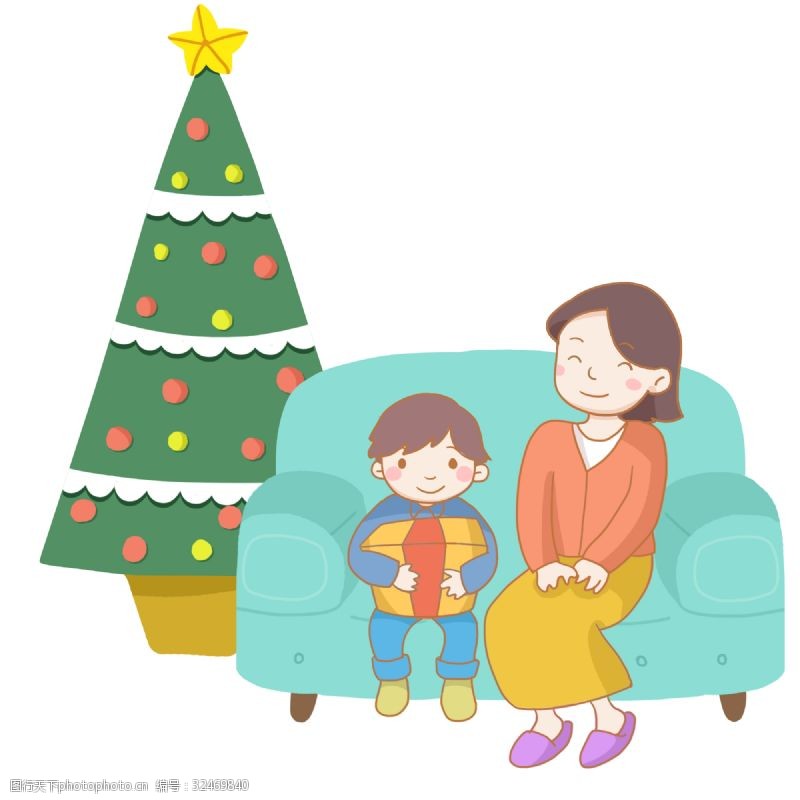 母亲和孩子圣诞节妈妈和孩子免抠PNG素材