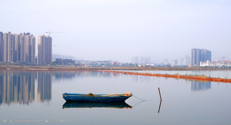 城市湿地湖畔风景