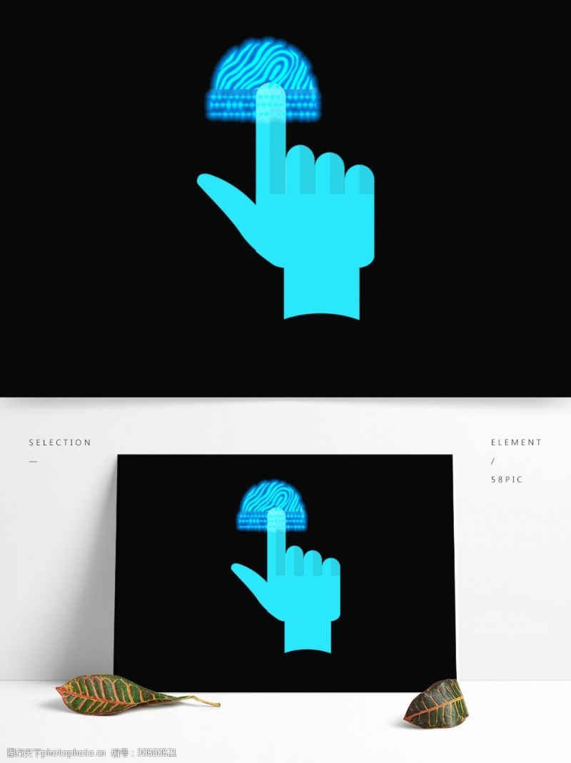 touch科技指纹点击触碰效果蓝色发光