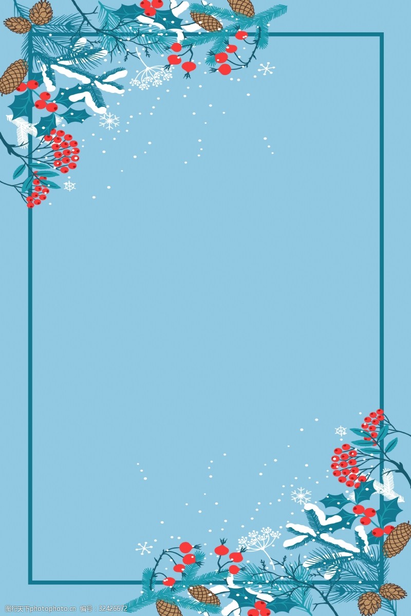 蓝色小清新鲜花花朵拼接边框背景