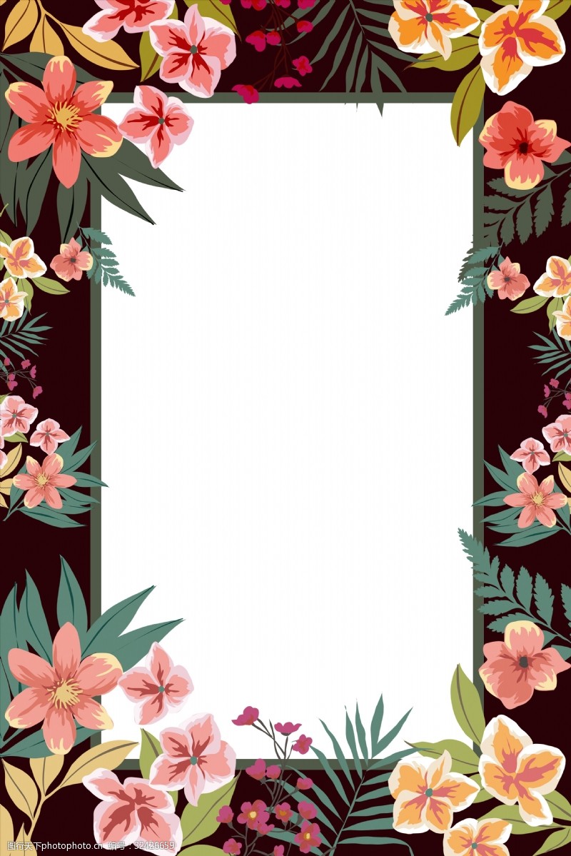 清新花朵手绘花朵水彩装饰边框背景