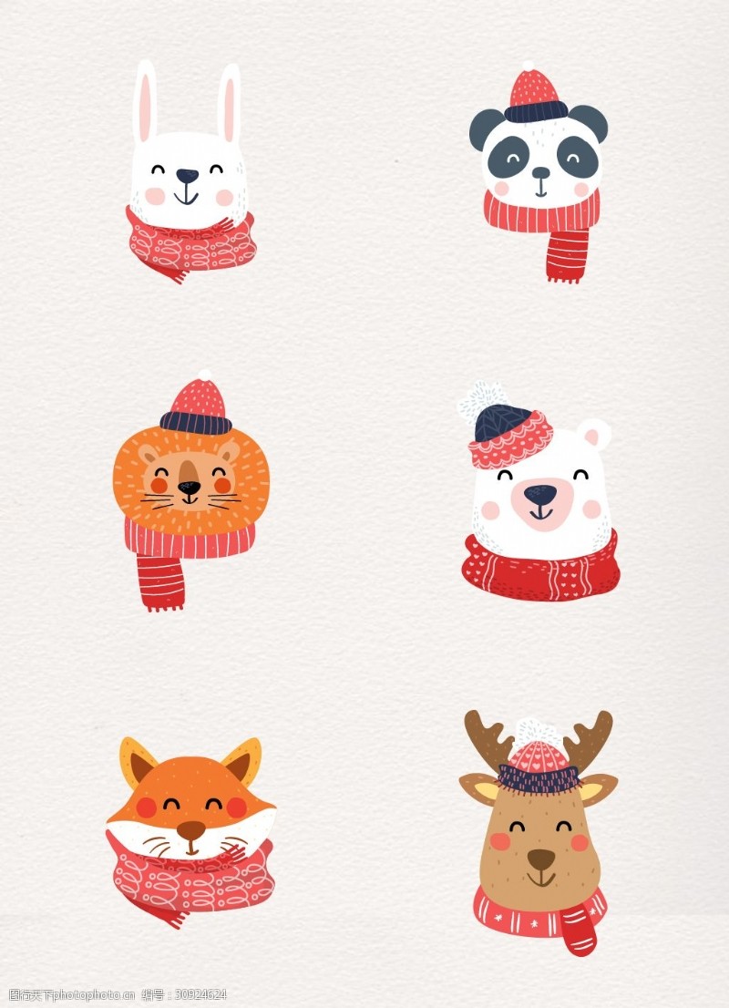鹿头彩绘可爱圣诞节装扮动物头像设计