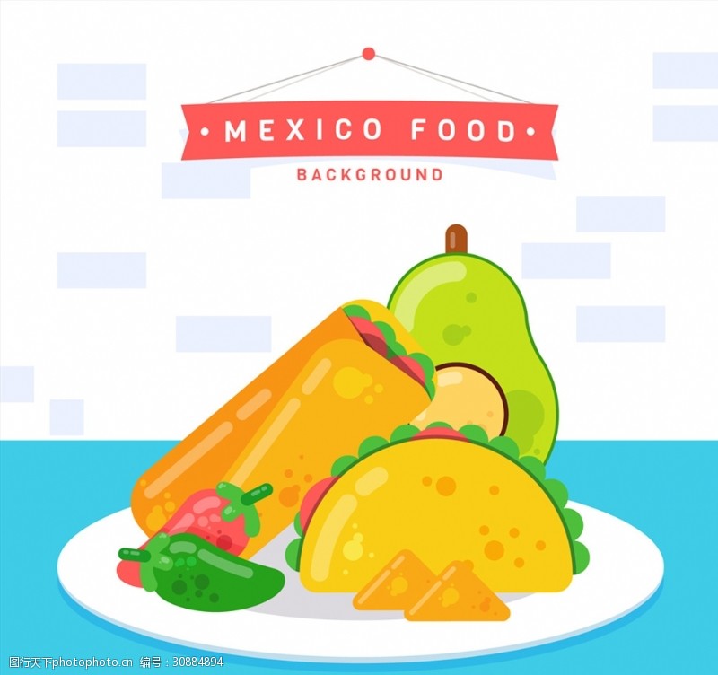 牛油果创意餐盘中的墨西哥特色食物