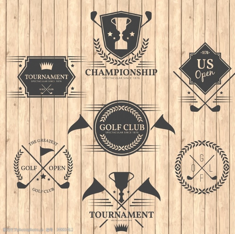 高尔夫比赛复古高尔夫俱乐部徽章
