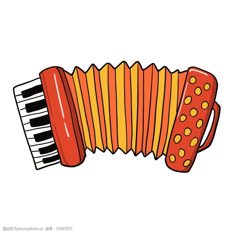 西洋乐器手绘手风琴乐器插画