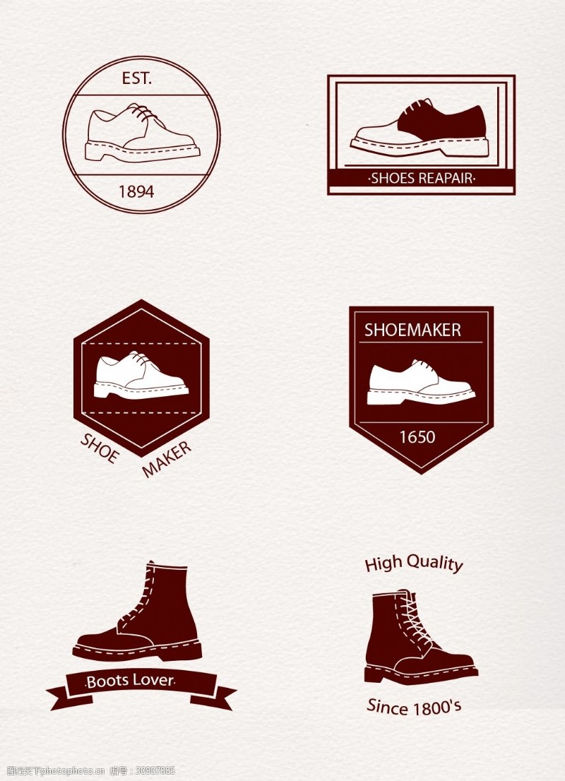 卡通雪地棕色卡通6组男士鞋子图标设计