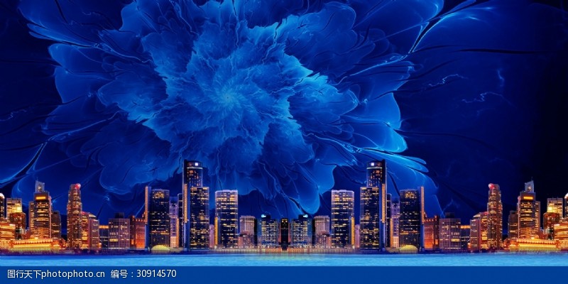 地产科技展板蓝色房地产海报背景