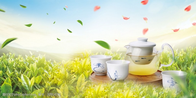 中国风茶叶春茶节海报促销背景