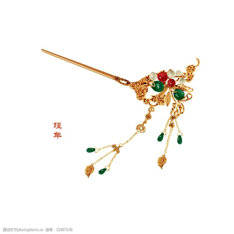 金发簪中国珠宝传世之美手绘中国风发簪簪花集锦年