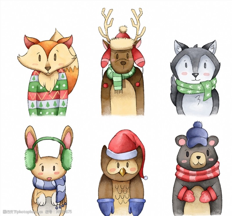 鹿头6款彩绘冬季服饰动物