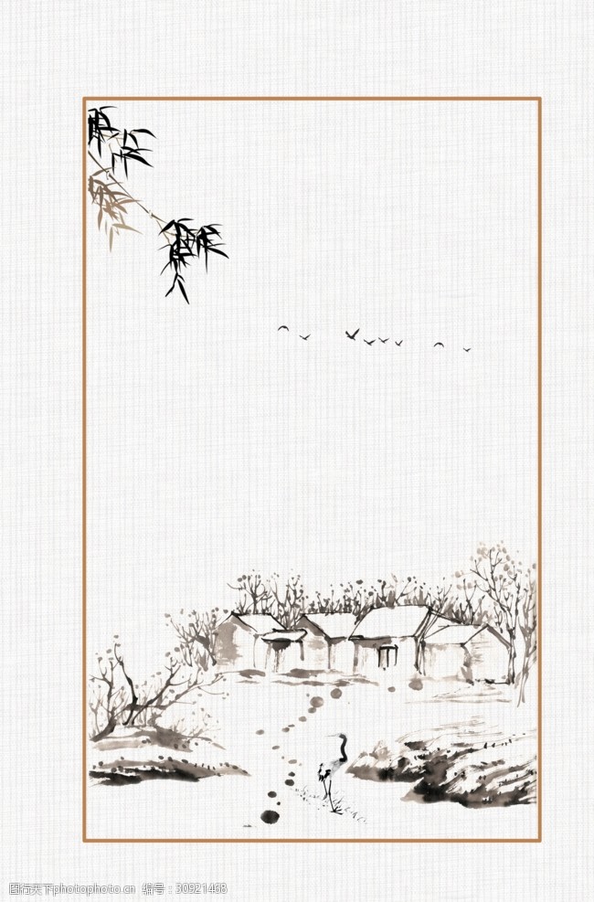 露天式传统中式山水画