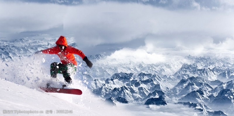 滑板日冬日里激情滑雪背景设计