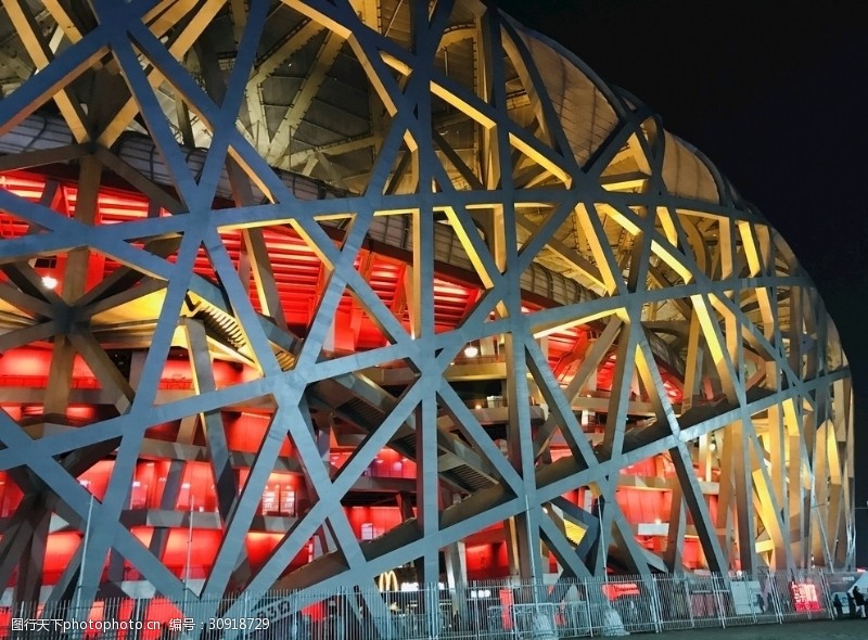 北京奥体公园鸟巢夜景