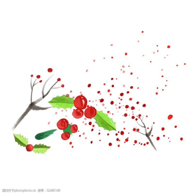 小清新树叶手绘卡通植物花果