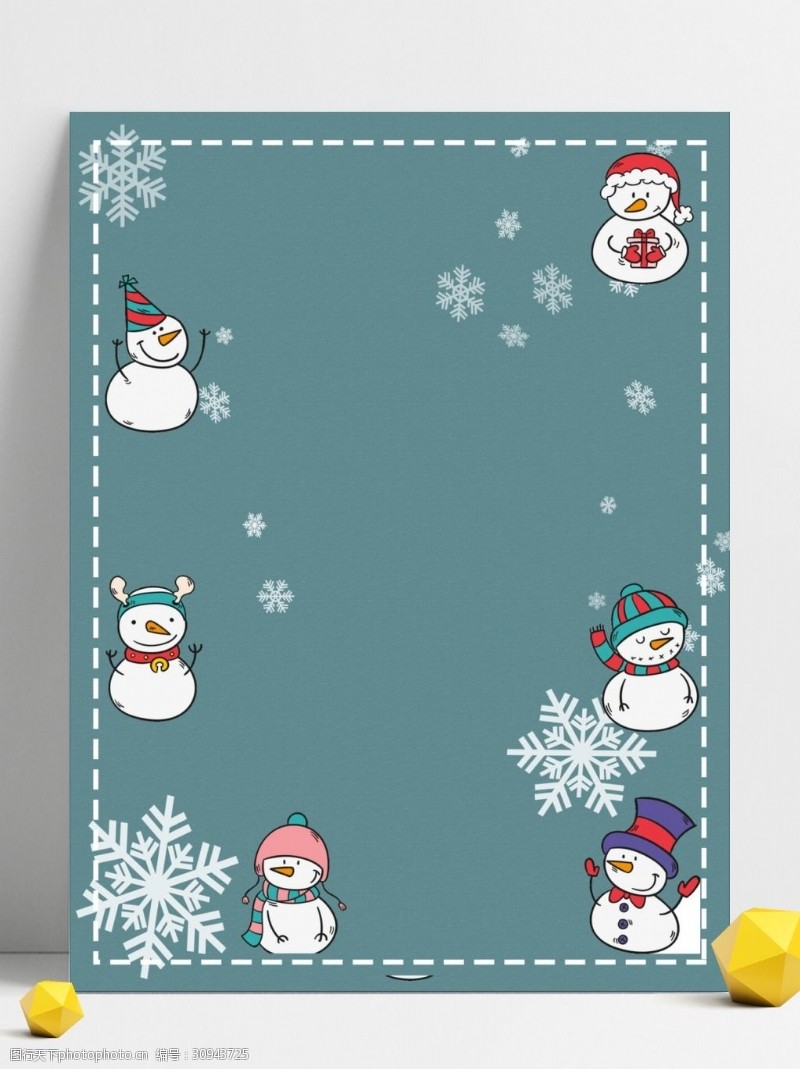 马车彩绘雪人雪花圣诞节背景设计