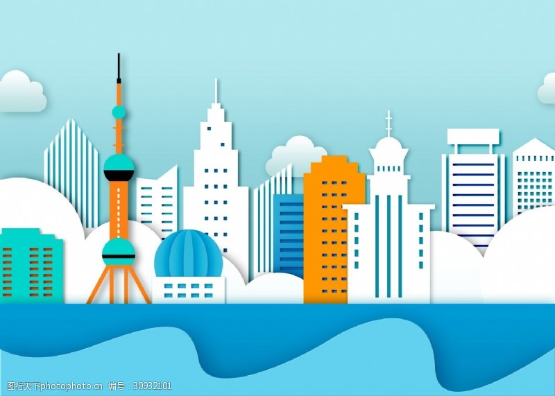 地产科技展板蓝色科技智慧城市背景