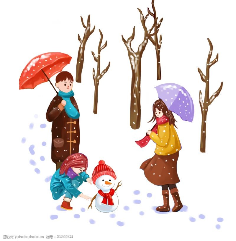 农历节气卡通手绘大雪中国传统
