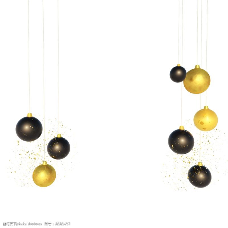 3d圣诞节C4D立体圣诞节黑金风格装饰元素球